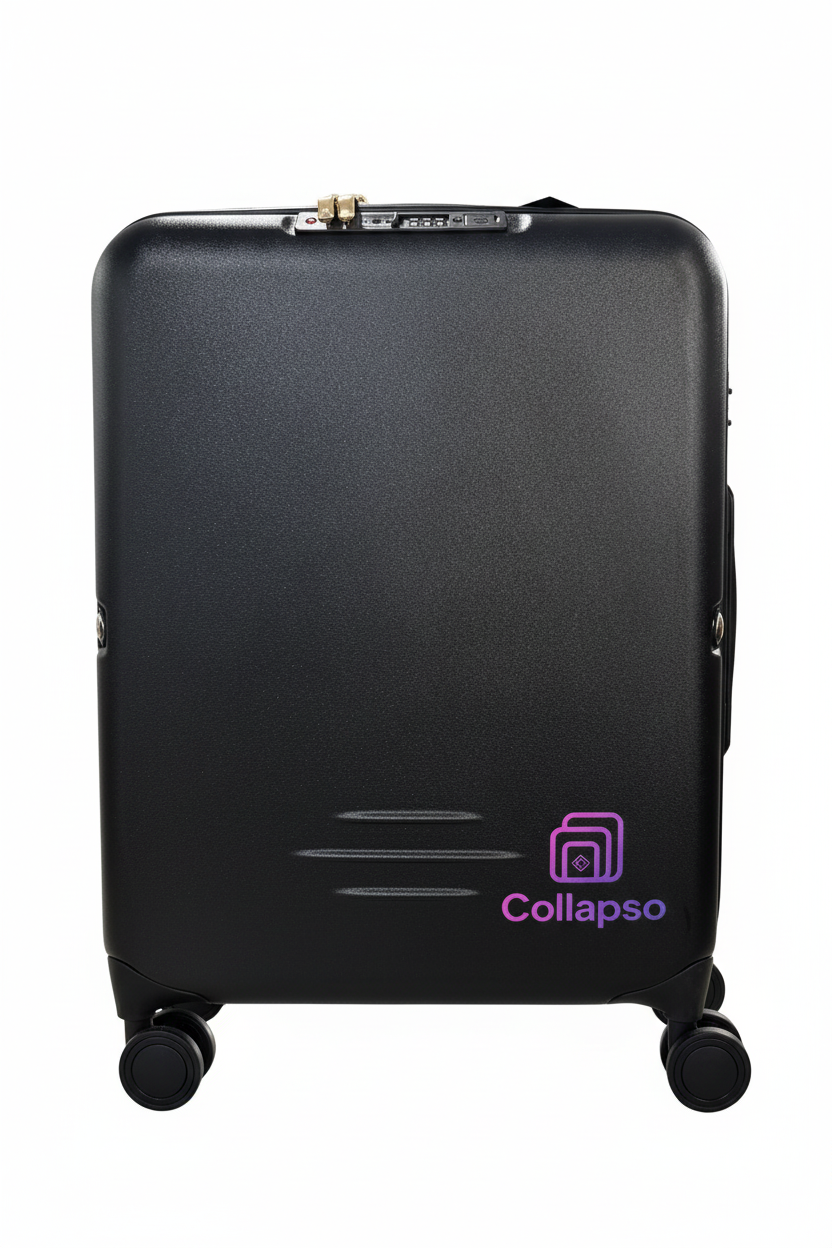 Cleaned up black Collapso carry-on luggage