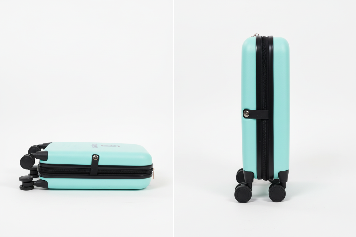 Teal 16" bag - expanded vs collapsed comparison