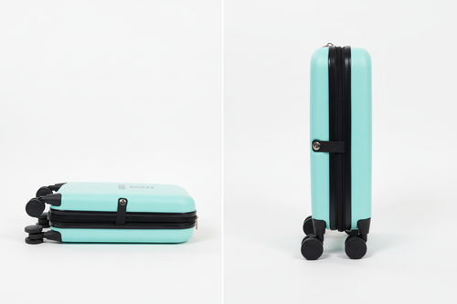 Teal 16" bag - expanded vs collapsed comparison