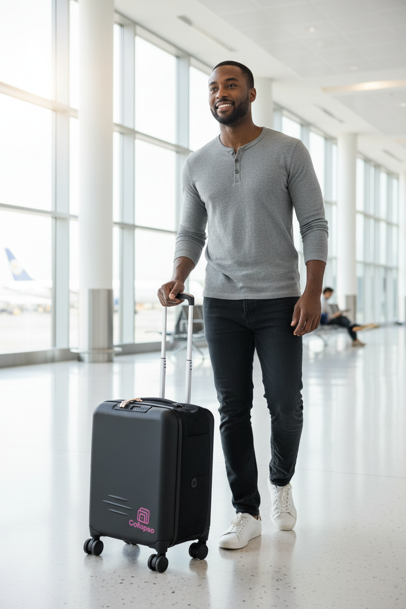 Traveler with black Collapso carry-on - no top band